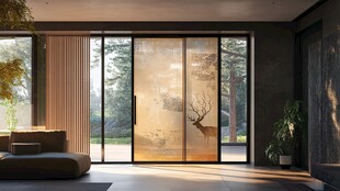 现代简约风客厅玻璃移门