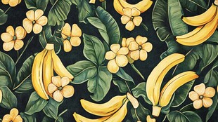 热带香蕉花卉图案背景