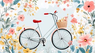 春日烂漫 单车与繁花