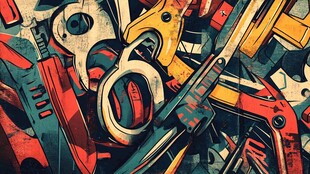 机械元素抽象艺术插画