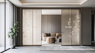 现代简约中式风客厅隔断