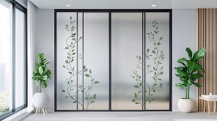 简约居室玻璃推拉门绿植点缀