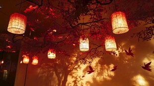 中式灯笼营造浪漫光影氛围