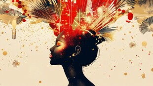 梦幻头饰女性侧影艺术图