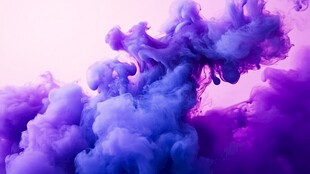 梦幻紫蓝墨水在水中绽放