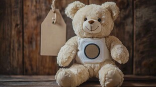 可爱泰迪熊带标签摆拍