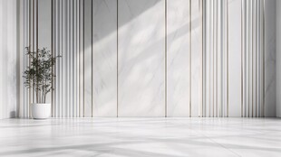 简约白墙前的绿植景致