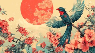 花鸟朝阳图 尽显东方韵味