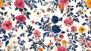 花卉图案背景 色彩绚丽