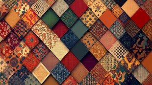 多彩拼贴图案布料纹理