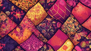 多彩拼接风绚丽图案布料