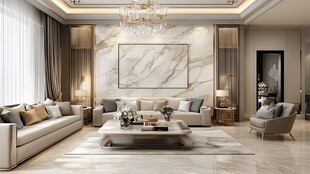 现代轻奢风豪华客厅空间