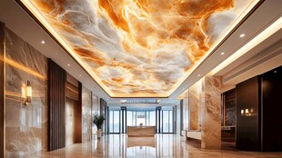 豪华大厅的梦幻云纹天花板