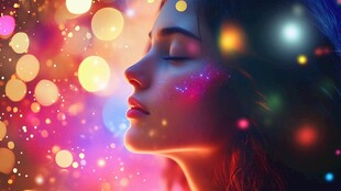 梦幻光影下的静谧女性