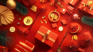 喜庆红色系节日礼品布置