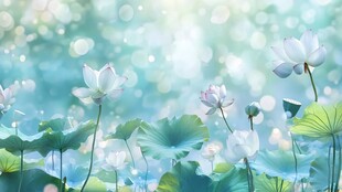 梦幻荷塘 清新荷花绽放