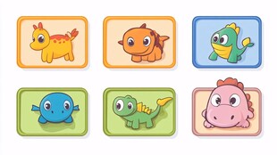 可爱卡通动物图标集合