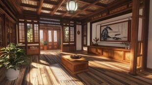 中式古典雅致厅堂空间