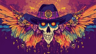 骷髅牛仔 奇幻炫彩艺术形象