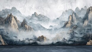 水墨山水意境风景图