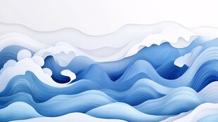 蓝色纸艺风海浪创意图案