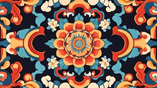 民族风绚丽花卉图案