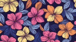 多彩花卉无缝图案设计