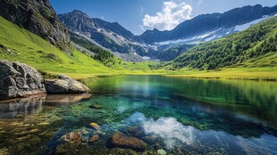 高山碧湖美景如画