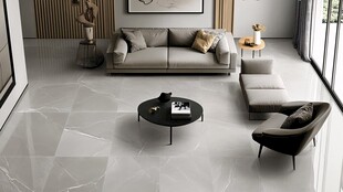 现代简约风客厅瓷砖展示