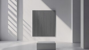 极简空间中的黑白条纹挂画