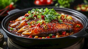 麻辣鲜香砂锅烤鱼诱人