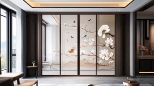 中式花鸟屏风的雅致空间