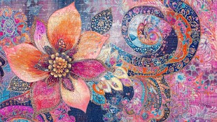 绚丽花卉佩斯利花纹图案