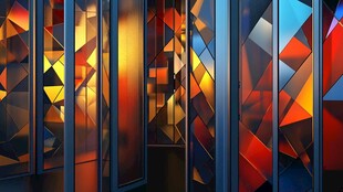 绚丽几何玻璃门艺术空间