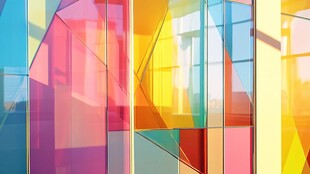 多彩几何玻璃墙面艺术