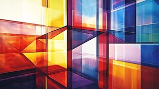 炫彩几何玻璃建筑背景