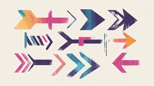 多彩手绘箭头图标集合