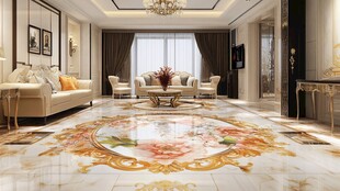 奢华欧式客厅 精美地砖装饰