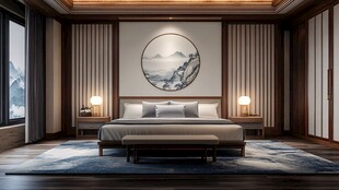 中式典雅卧室的静谧氛围
