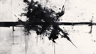 黑白泼墨抽象艺术画作