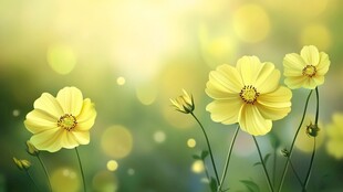 阳光下的黄色花朵绽放