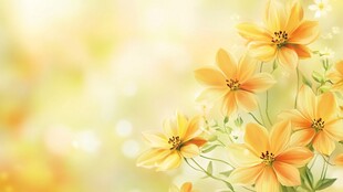 灿烂黄花绽放梦幻背景