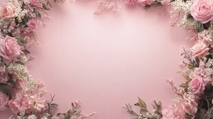 粉色花卉边框浪漫背景图