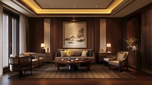 中式典雅客厅室内空间设计