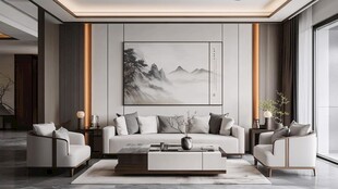 新中式客厅优雅空间设计