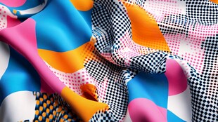 多彩几何图案布料特写