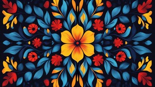 绚丽多彩花卉图案装饰画