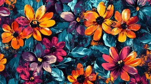 绚丽多彩花卉无缝图案