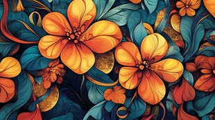 绚丽花卉图案 色彩斑斓