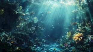 梦幻海底世界的光影奇观